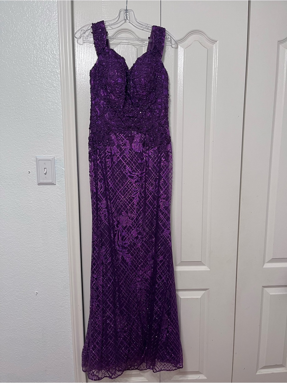 Elegant Purple Sleeveless Lace Evening Gown/ Prom Dress